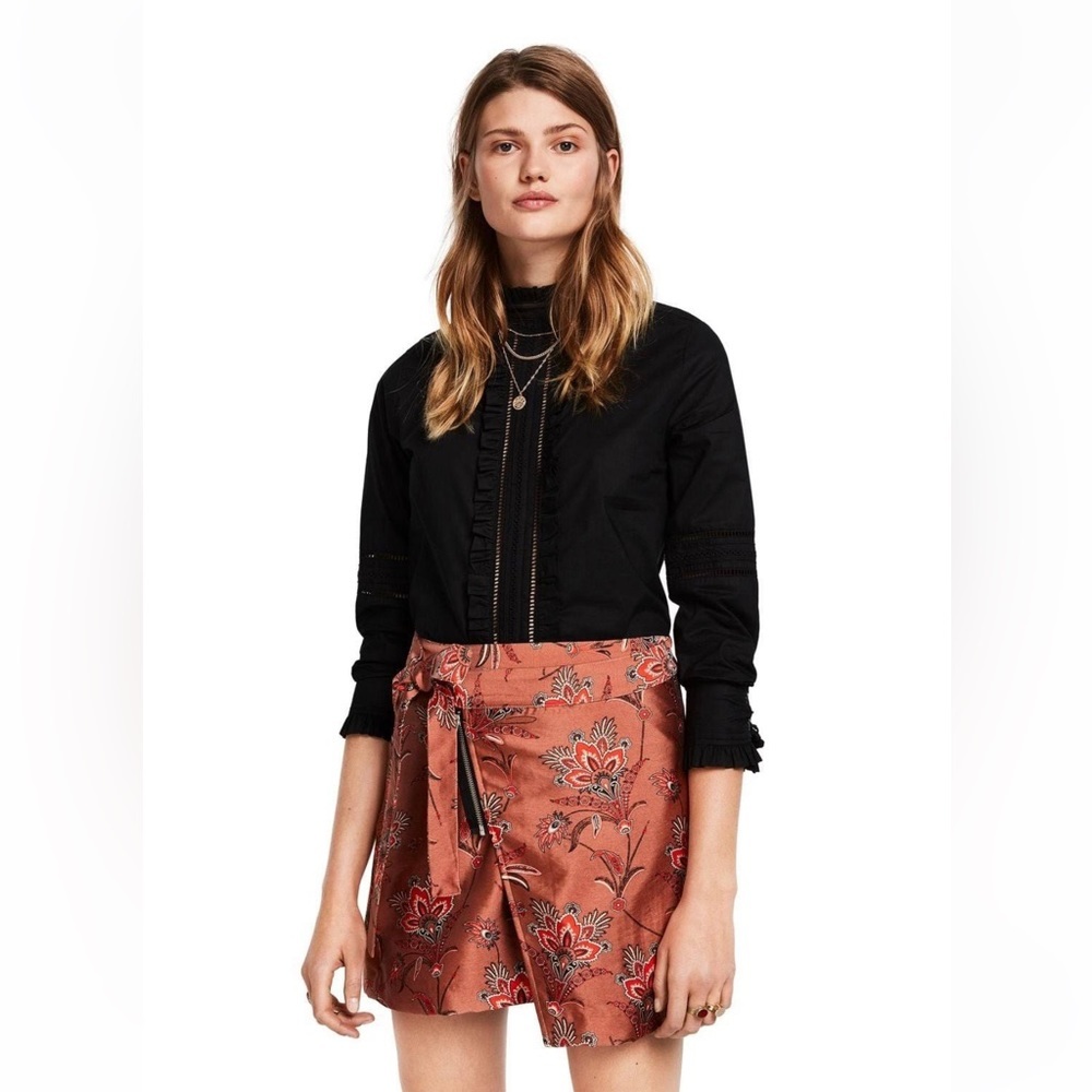 Scotch & Soda Asymmetrical Front Wrap Mini Skirt Multicolor Floral Paisley small